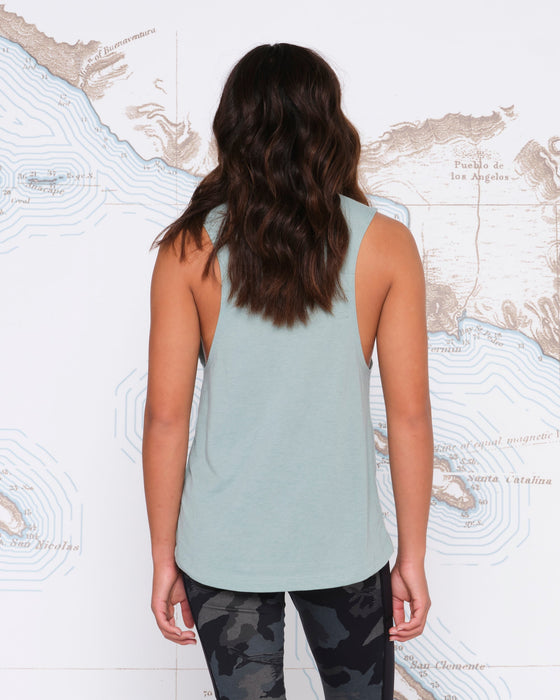 salty crew Stay Glassy Sage Green Muscle Tank